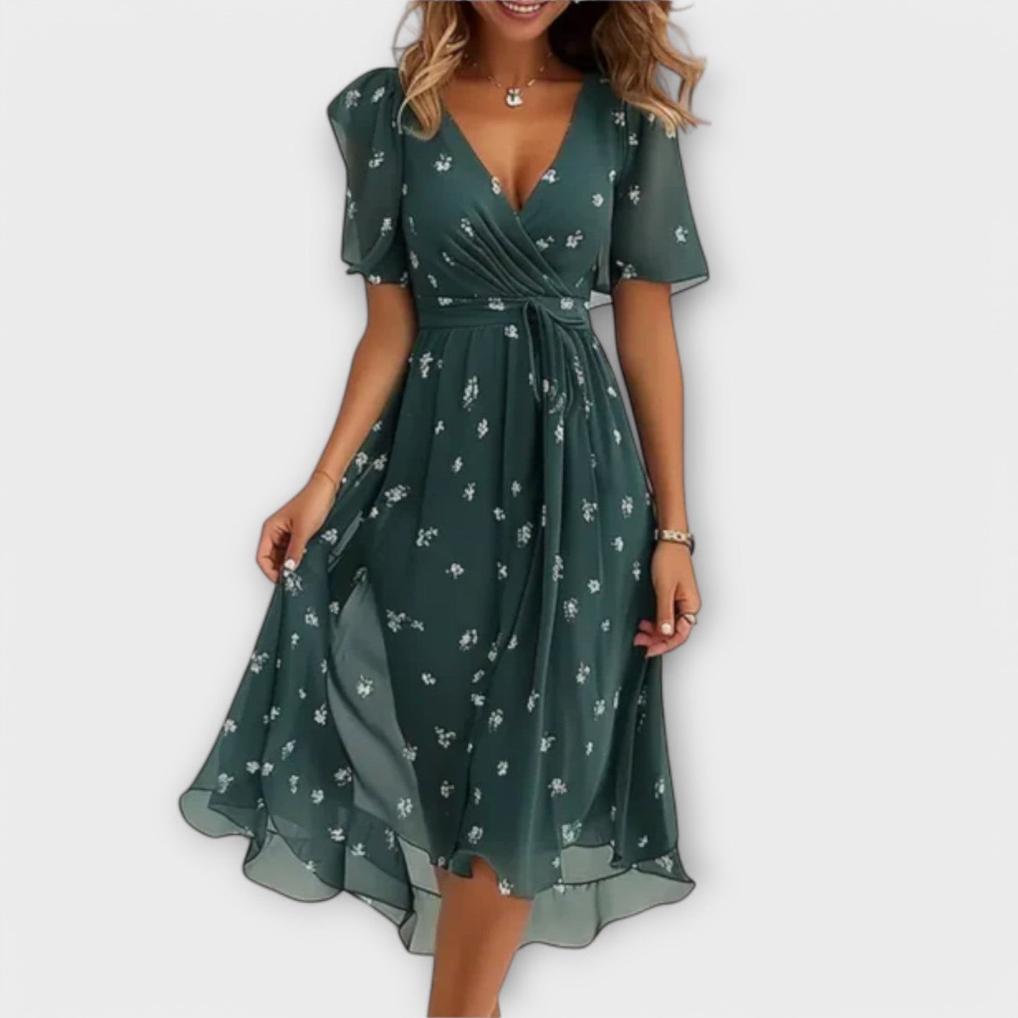 Maria - Vestido de Dama con Escote en V